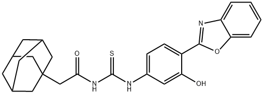 Tricyclo[3.3.1.13,7]decane-1-acetamide, N-[[[4-(2-benzoxazolyl)-3-hydroxyphenyl]amino]thioxomethyl]- (9CI) 化学構造式