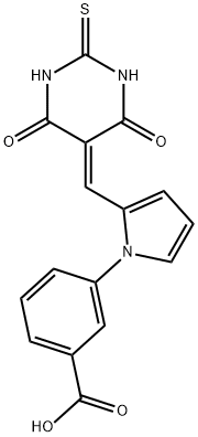 3-{2-[(4,6-dioxo-2-thioxotetrahydro-5(2H)-pyrimidinylidene)methyl]-1H-pyrrol-1-yl}benzoic acid Structure