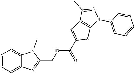 1H-Thieno[2,3-c]pyrazole-5-carboxamide,3-methyl-N-[(1-methyl-1H-benzimidazol-2-yl)methyl]-1-phenyl-(9CI),603093-54-5,结构式