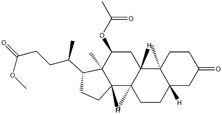 12α-アセチルオキシ-3-オキソ-5α-コラン-24-酸メチル 化学構造式