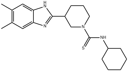 1-Piperidinecarbothioamide,N-cyclohexyl-3-(5,6-dimethyl-1H-benzimidazol-2-yl)-(9CI) Structure
