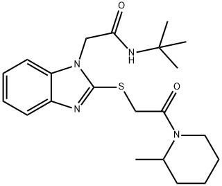 1H-Benzimidazole-1-acetamide,N-(1,1-dimethylethyl)-2-[[2-(2-methyl-1-piperidinyl)-2-oxoethyl]thio]-(9CI),606109-05-1,结构式