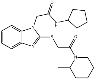 606109-25-5 1H-Benzimidazole-1-acetamide,N-cyclopentyl-2-[[2-(2-methyl-1-piperidinyl)-2-oxoethyl]thio]-(9CI)