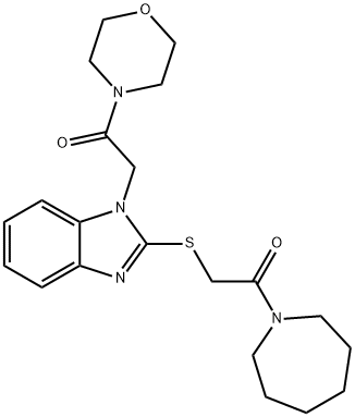 1H-Azepine,hexahydro-1-[[[1-[2-(4-morpholinyl)-2-oxoethyl]-1H-benzimidazol-2-yl]thio]acetyl]-(9CI) Structure