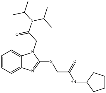1H-Benzimidazole-1-acetamide,2-[[2-(cyclopentylamino)-2-oxoethyl]thio]-N,N-bis(1-methylethyl)-(9CI) 结构式