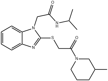 1H-Benzimidazole-1-acetamide,N-(1-methylethyl)-2-[[2-(3-methyl-1-piperidinyl)-2-oxoethyl]thio]-(9CI) 结构式