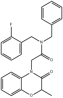 4H-1,4-Benzoxazine-4-acetamide,N-[(2-fluorophenyl)methyl]-2,3-dihydro-2-methyl-3-oxo-N-(phenylmethyl)-(9CI) 结构式