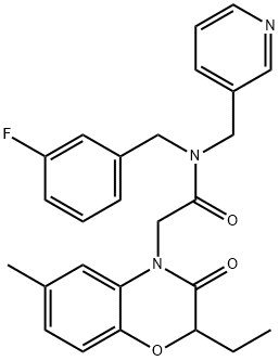 4H-1,4-Benzoxazine-4-acetamide,2-ethyl-N-[(3-fluorophenyl)methyl]-2,3-dihydro-6-methyl-3-oxo-N-(3-pyridinylmethyl)-(9CI) 结构式