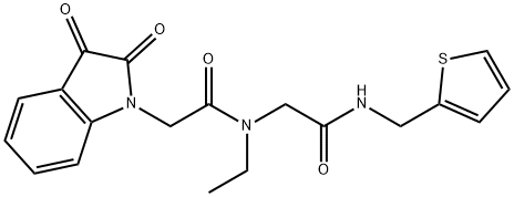 1H-Indole-1-acetamide,N-ethyl-2,3-dihydro-2,3-dioxo-N-[2-oxo-2-[(2-thienylmethyl)amino]ethyl]-(9CI) Struktur