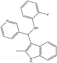 N-(2-fluorophenyl)-N-[(2-methyl-1H-indol-3-yl)(3-pyridinyl)methyl]amine Struktur