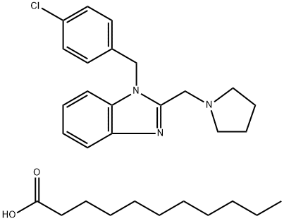 undecanoic acid, compound with 1-[(4-chlorophenyl)methyl]-2-(pyrrolidin-1-ylmethyl)-1H-benzimidazole (1:1) Structure