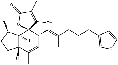 (2R,3'S)-5'α-[(E)-5-(3-Furyl)-2-methyl-1-pentenyl]-1',2',3',3'aα,5',7'aβ-hexahydro-3-hydroxy-3'α,4,7'-trimethylspiro[furan-2(5H),4'-[4H]inden]-5-one Struktur