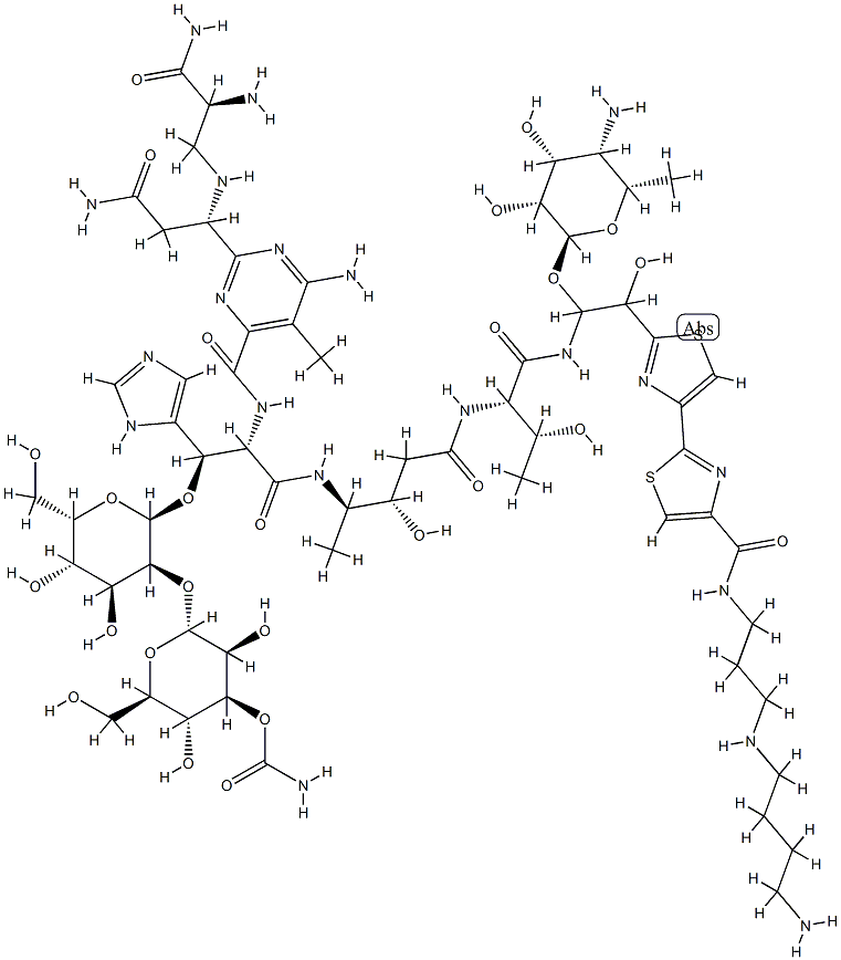 N1-[3-[(4-Aminobutyl)amino]propyl]-13-[(4-amino-4,6-dideoxy-α-L-talopyranosyl)oxy]-19-demethyl-12-hydroxybleomycinamide,65057-91-2,结构式