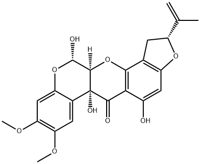 (2R)-1,2,12,12aα-Tetrahydro-5,6aα,12α-trihydroxy-8,9-dimethoxy-2α-(1-methylvinyl)[1]benzopyrano[3,4-b]furo[2,3-h][1]benzopyran-6(6aH)-one Structure