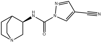 1H-Pyrazole-1-carboxamide,N-(3R)-1-azabicyclo[2.2.2]oct-3-yl-4-cyano-(9CI) 化学構造式