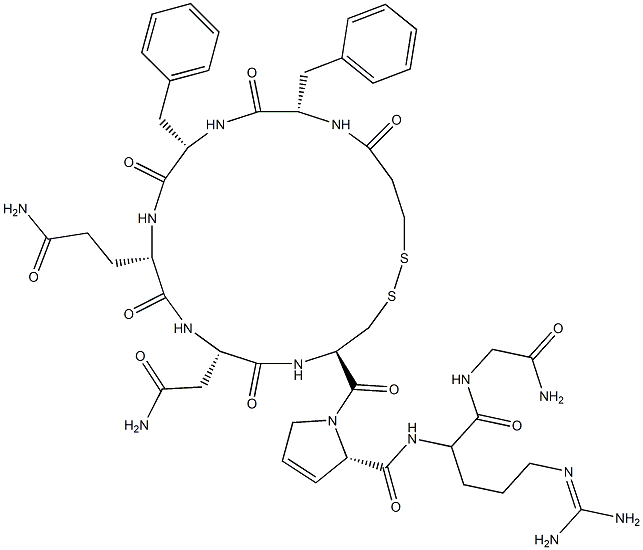 vasopressin, 1-deamino-2-Phe-7-(3,4-dehydro)Pro-8-Arg-,65647-64-5,结构式
