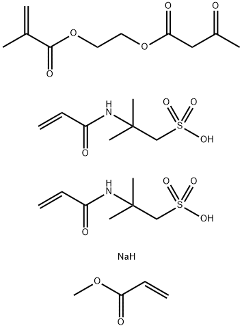 Butanoic acid, 3-oxo-, 2-[(2-methyl-1-oxo-2-propenyl)oxy]ethyl ester, polymer with 2-methyl-2-[(1-oxo-2-propenyl) amino]-1-propanesulfonic acid, 2-methyl-2-[(1-oxo-2-propenyl) amino]-1-propanesulfonic acid monosodium salt and methyl 2-propenoate,65665-47-6,结构式
