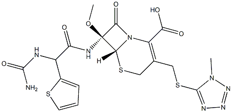 (6R)-7β-[[(S)-[(Aminocarbonyl)amino](2-thienyl)acetyl]amino]-7α-methoxy-3-[(1-methyl-1H-tetrazol-5-yl)thiomethyl]cepham-3-ene-4-carboxylic acid Structure
