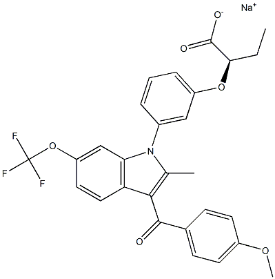 668458-85-3 Butanoic acid, 2-[3-[3-(4-Methoxybenzoyl)-2-Methyl-6-(trifluoroMethoxy)-1H-indol-1-yl]phenoxy]-, sodiuM salt (1:1), (2R)-