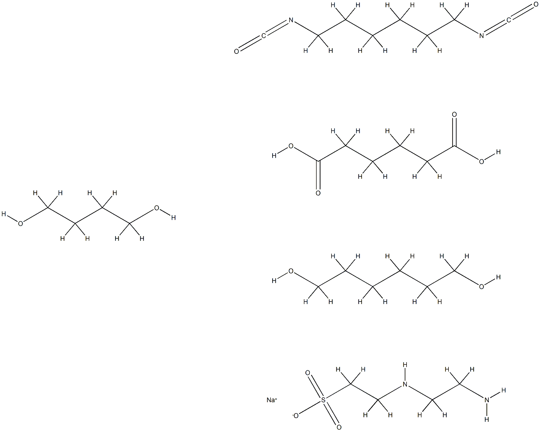 Hexanedioic acid, polymer with 1,4-butanediol, 1,6-diisocyanatohexane and 1,6-hexanediol, 2-[(2-aminoethyl)amino] ethanesulfonic acid-modified, sodium salt Struktur