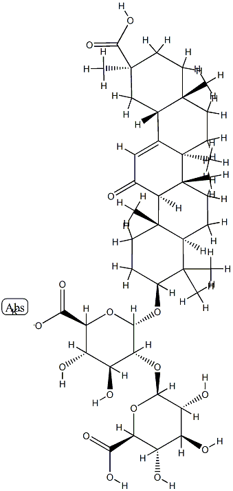 alpha-d-Glucopyranosiduronic acid, (3beta,20beta)-20-carboxy-11-oxo-30-norolean-12-en-3-yl 2-O-beta-d-glucopyranuronosyl-, potassium salt  Struktur