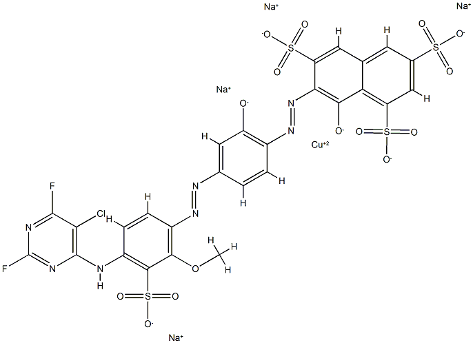 [7-[[4-[[5-[(5-氯-2,6-二氟-4-嘧啶基)氨基]-2-甲氧基-3-磺苯基]偶氮]-2-羟苯基]偶氮]-8-羟基-1,3,6-萘三磺酸]合铜酸四钠 结构式
