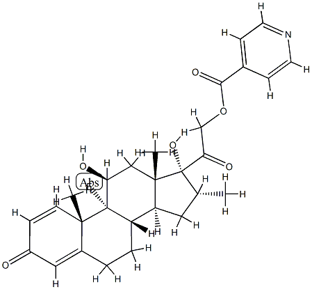 [2-[(8S,9R,10S,11S,13S,14S,16R,17R)-9-fluoro-11,17-dihydroxy-10,13,16- trimethyl-3-oxo-6,7,8,11,12,14,15,16-octahydrocyclopenta[a]phenanthren -17-yl]-2-oxo-ethyl] pyridine-4-carboxylate,68402-70-0,结构式