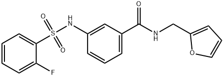 3-{[(2-fluorophenyl)sulfonyl]amino}-N-(2-furylmethyl)benzamide 结构式