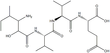 N-(3-アミノ-2-ヒドロキシ-4-メチルヘキサノイル)-L-Val-L-Val-L-Glu-OH 化学構造式