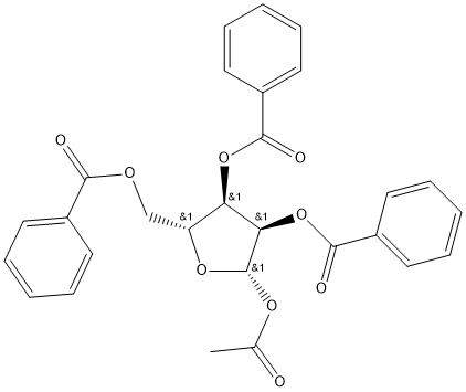 1-乙酰氧基-2,3,5-三苯甲酰氧基-1-beta-D-呋喃核糖, 6974-32-9, 结构式