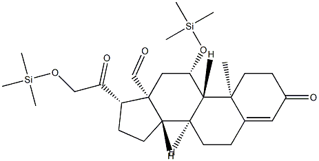 3,20-ジオキソ-11β,21-ビス(トリメチルシロキシ)プレグナ-4-エン-18-アール 化学構造式