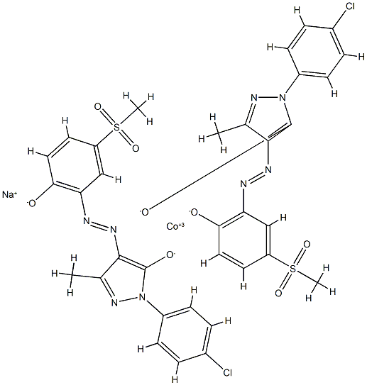 sodium bis[2-(3-chlorophenyl)-2,4-dihydro-4-[[2-hydroxy-5-mesylphenyl]azo]-5-methyl-3H-pyrazol-3-onato(2-)]cobaltate(1-) Structure