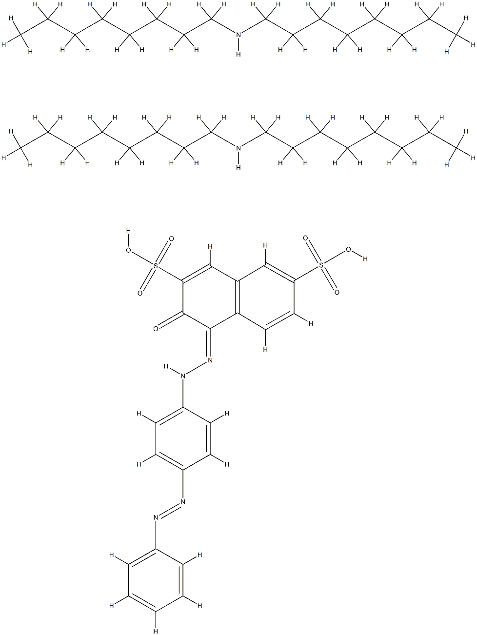 3-hydroxy-4-[[4-(phenylazo)phenyl]azo]naphthalene-2,7-disulphonic acid, compound with dioctylamine (1:2) 化学構造式