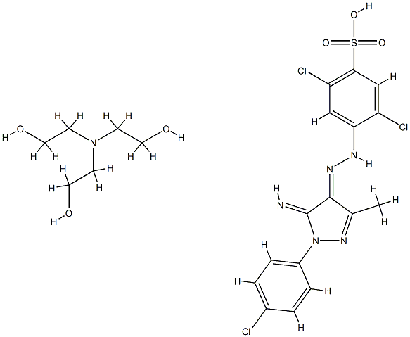 4-[[5-amino-1-(4-chlorophenyl)-3-methyl-1H-pyrazol-4-yl]azo]-2,5-dichlorobenzenesulphonic acid, compound with 2,2',2''-nitrilotriethanol (1:1),70703-46-7,结构式