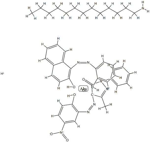 Cobaltate(1-), [2,4-dihydro-4-[(2-hydroxy- 5-nitrophenyl)azo]-5-methyl-2-phenyl-3H-pyrazol -3-onato(2-)][1-[(2-hydroxyphenyl)azo]-2-naphthalenolat o(2-)]-, hydrogen, compd. with 1-tridecanamine (1:1)|