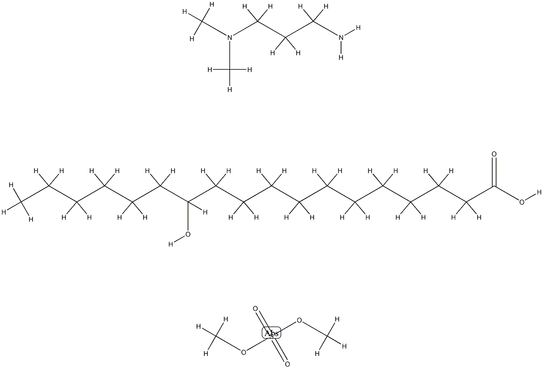 12-羟基-十八酸的均聚物与N,N-二甲基-1,3-丙二胺和季铵化硫酸二甲酯的反应产物 结构式