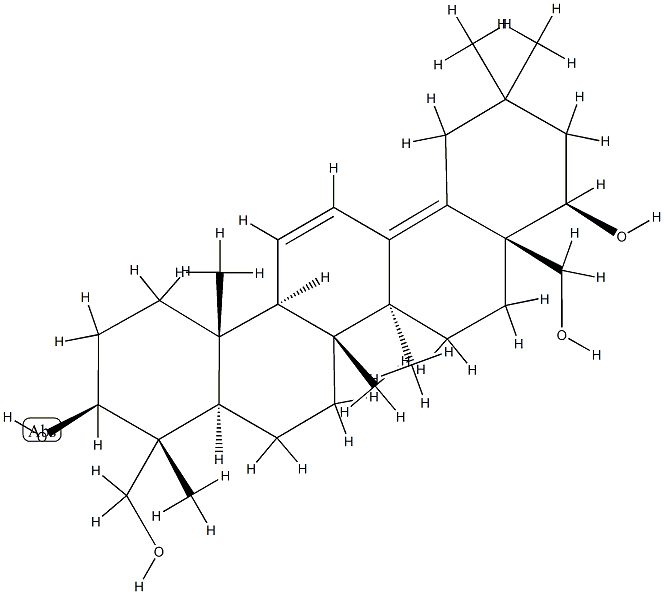 (4R)-オレアナ-11,13(18)-ジエン-3β,22β,23,28-テトラオール 化学構造式