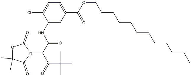 α-Pivaloyl-α-(2,4-dioxo-5,5-dimethyloxazolidin-3-yl)-2'-chloro-5'-dodecyloxycarbonylacetanilide 结构式