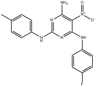 N~4~-(4-fluorophenyl)-N~2~-(4-methylphenyl)-5-nitropyrimidine-2,4,6-triamine Structure