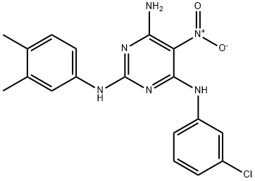 N~4~-(3-chlorophenyl)-N~2~-(3,4-dimethylphenyl)-5-nitropyrimidine-2,4,6-triamine 结构式