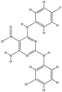 N~2~-(3-chlorophenyl)-N~4~-(4-fluorophenyl)-5-nitropyrimidine-2,4,6-triamine,714928-01-5,结构式