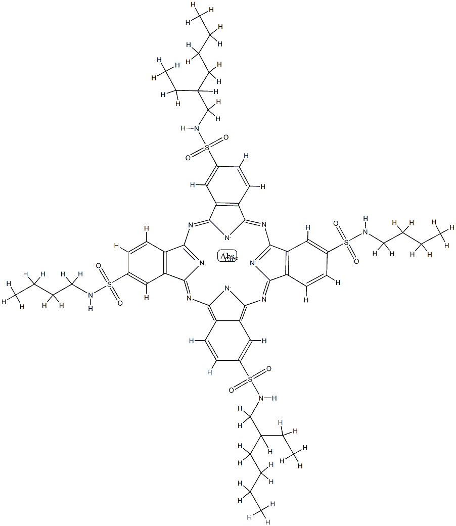 Copper, [N2,N16-dibutyl-N9, N23-bis(2-ethylhexyl)-29H,31H-phthalocyanine -2,9,16,23-tetrasulfonamidato(2-)-N29,N30 ,N31,N32]-, (SP-4-1)- 化学構造式