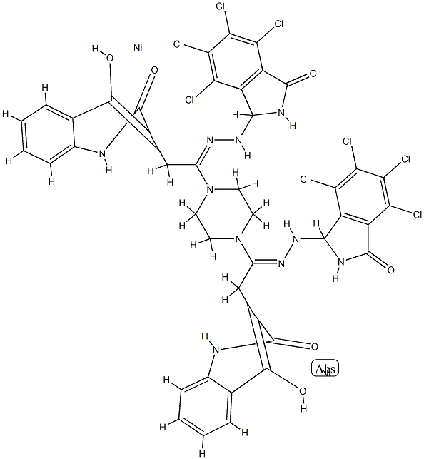 [mu-(piperazine-N1:N4)]bis[3-[1-[(4,5,6,7-tetrachloro-1-oxo-1H-isoindol-3-yl)hydrazono]ethyl]quinoline-2,4(1H,3H)-dionato(2-)]dinickel,71889-22-0,结构式