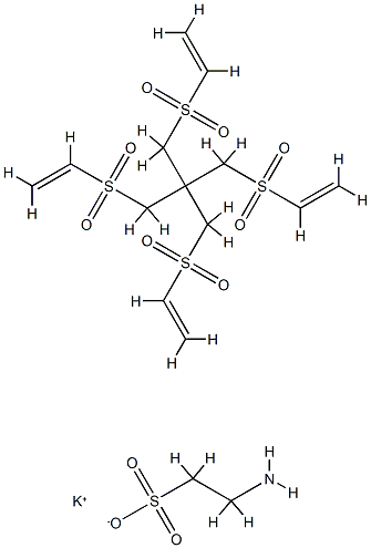 2-氨基乙磺酸钾与1,3-双(乙烯磺酰基)-2,2-双[(乙烯磺酰基)甲基]丙烷的聚合物, 72796-94-2, 结构式