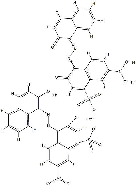 Cobaltate(3-), bis[3-hydroxy-4-[(2-hydroxy- 1-naphthalenyl)azo]-7-nitro-1-naphthalenesulfonato (3-)]-, trihydrogen 化学構造式