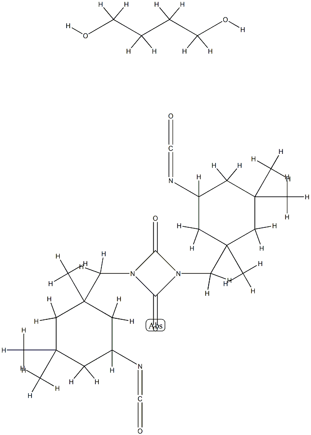 1,3-Diazetidine-2,4-dione, 1,3-bis(5-isocyanato-1,3,3-trimethylcyclohexyl)methyl-, polymer with 1,4-butanediol, 2-ethyl-1-hexanol-blocked|1,4-丁二醇与2-EH和二异构化的异佛尔酮二异氰酸酯的聚合物