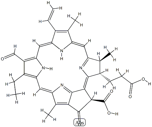 [3S(alpha4beta,21beta)-21-carboxy-14-ethyl-13-formyl-4,8,18-trimethyl-20-oxo-9-vinylphorbine-3-propionic acid Structure