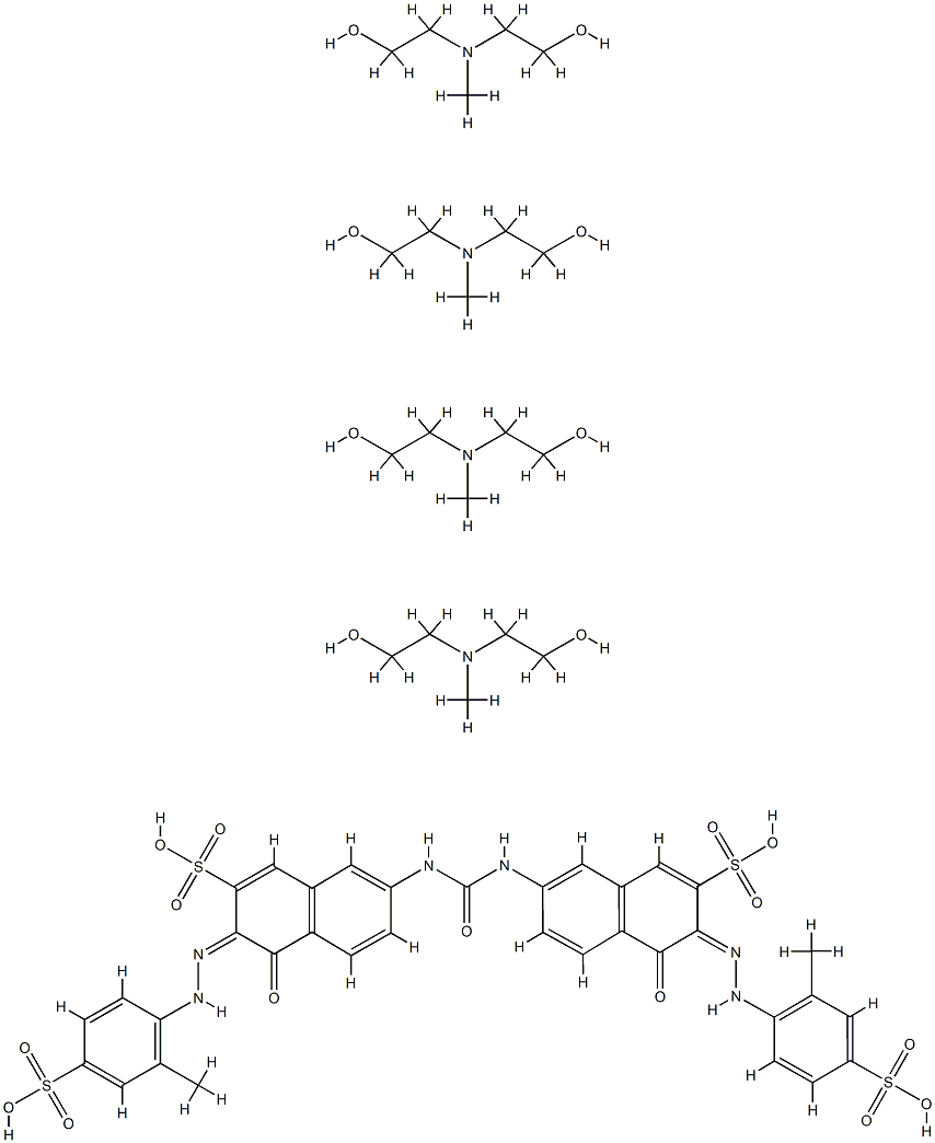 7,7′-(カルボニルジイミノ)ビス[4-ヒドロキシ-3-[(4-スルホ-2-ナフタレニル)アゾ]-2-ナフタレンスルホン酸]/2,2′-(メチルイミノ)ビスエタノール,(1:4) 化学構造式