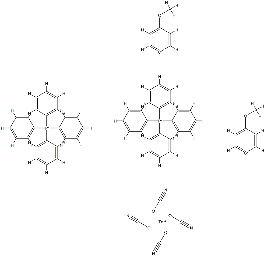 bis(tetraphenylphosphonium)tetracyanato-bis-4-methoxy-4-phenyltellurate(IV) 结构式