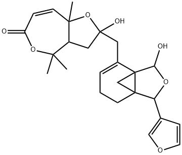 2-[[1-(3-フリル)-6,7-ジヒドロ-3-ヒドロキシ-1H,3H-3a,7a-メタノイソベンゾフラン-4-イル]メチル]-2,3,3a,8a-テトラヒドロ-2-ヒドロキシ-4,4,8a-トリメチルフロ[3,2-c]オキセピン-6(4H)-オン 化学構造式